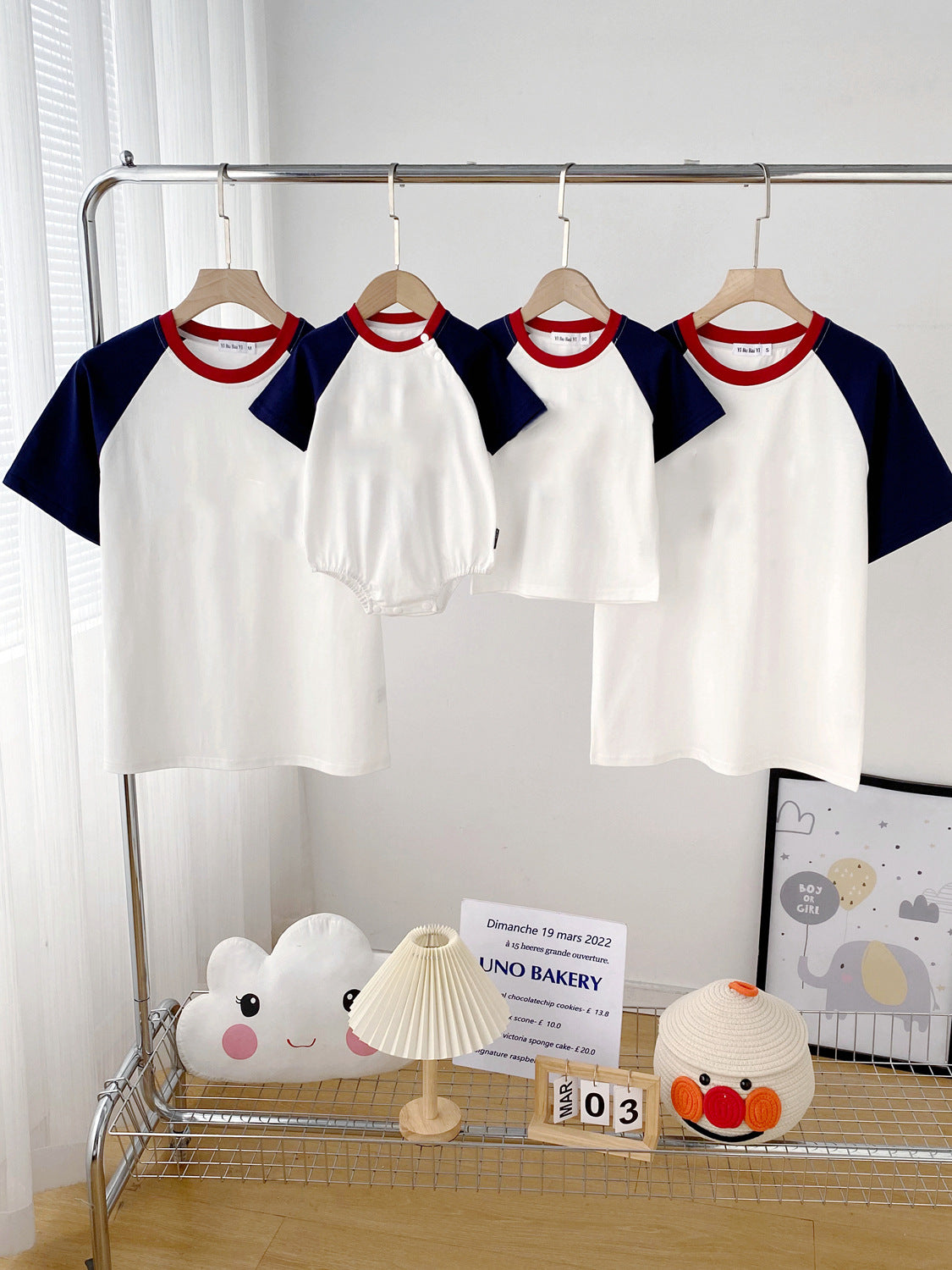 Color Short-sleeved T-shirt Suit Family Of Three Babies Pack Casual Parent-child Outfit