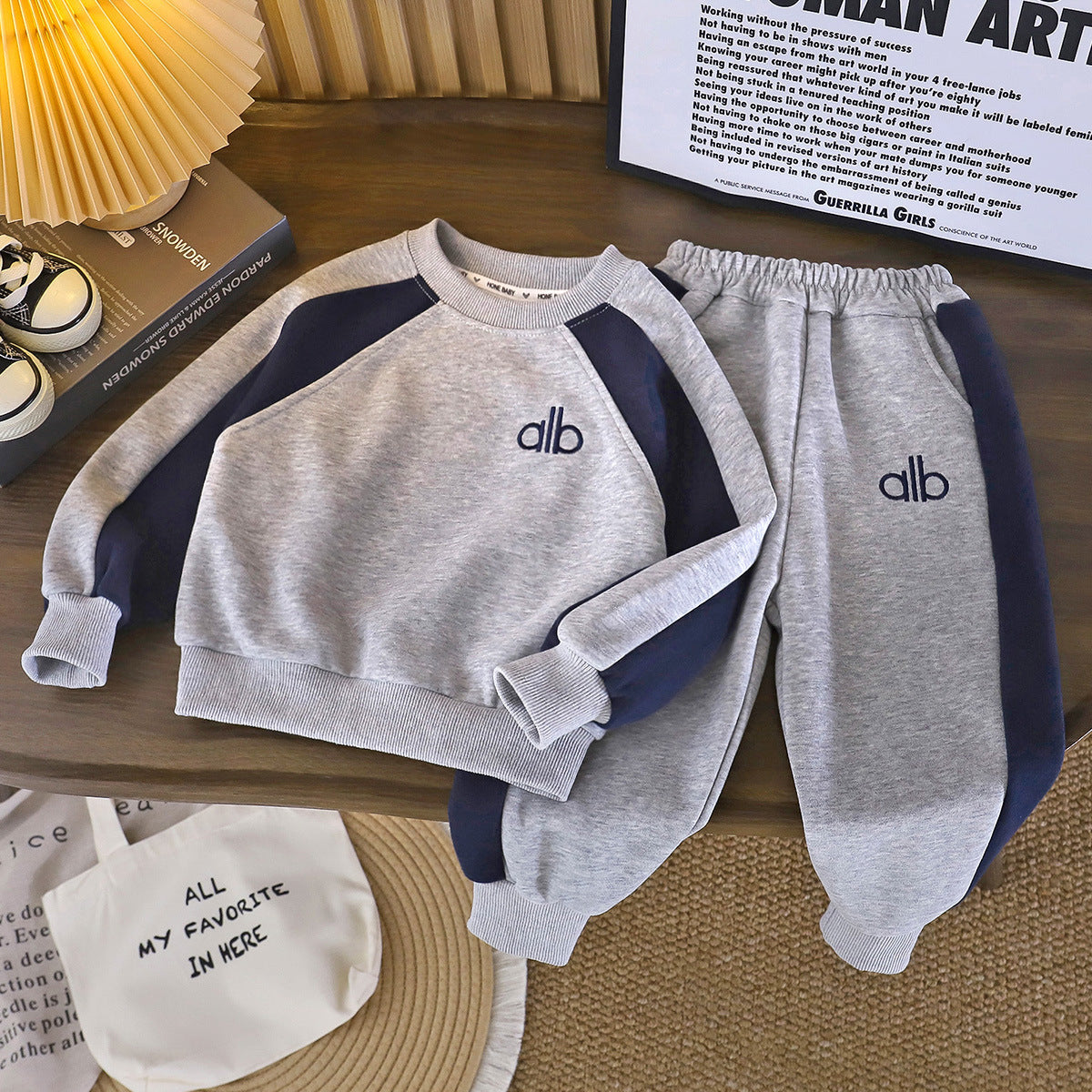 Children's Sweater Spring Sportswear Trendy Stitching Sweatshirt Two-piece Children's Suit