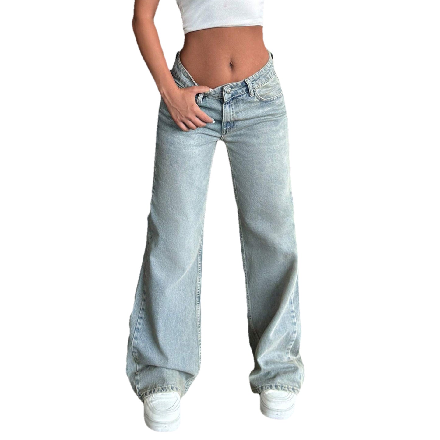 Women's Hot Wide Leg Low Waist Stretch Denim Women's Jeans