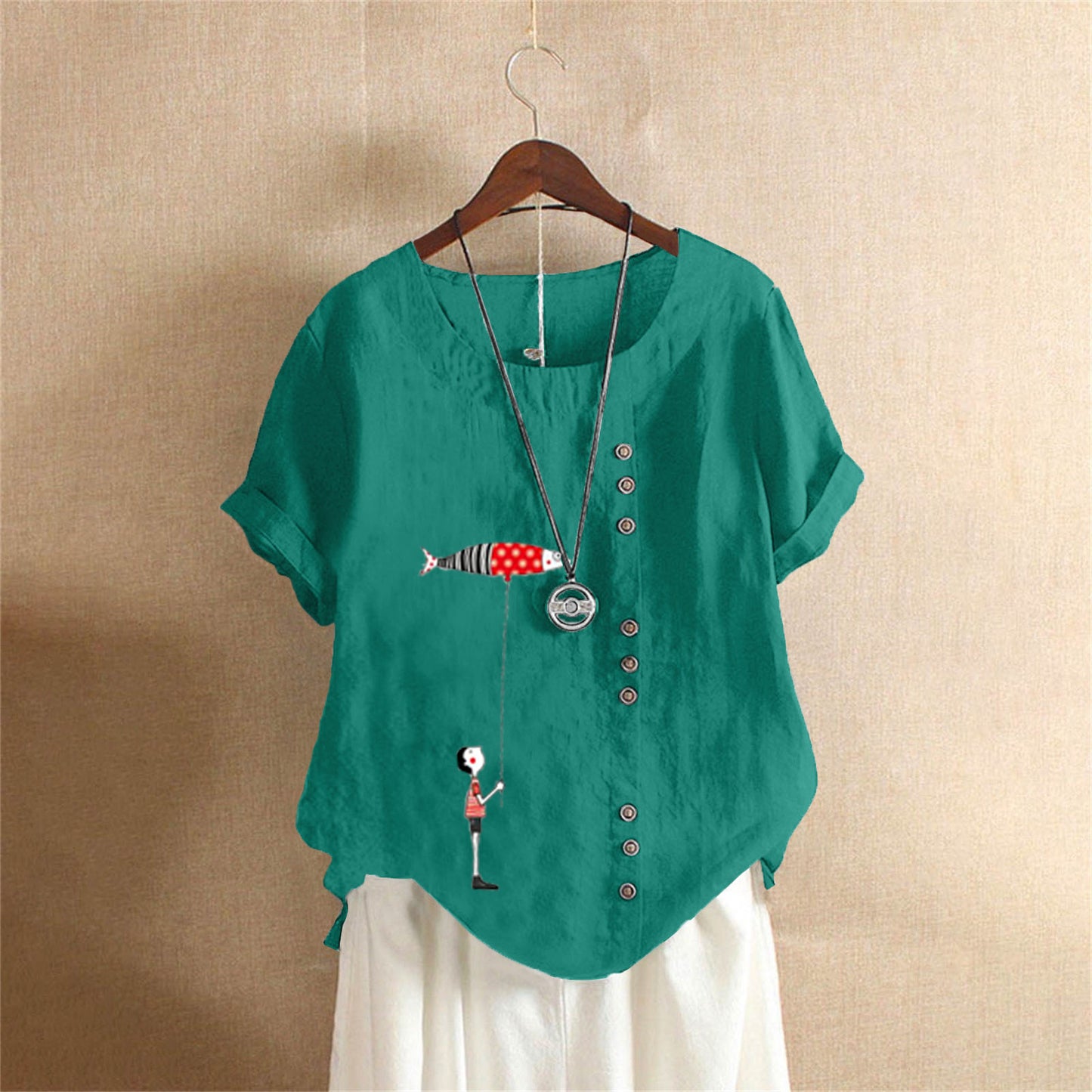 Women's Summer Retro Large Casual Loose Cotton Linen Shorts