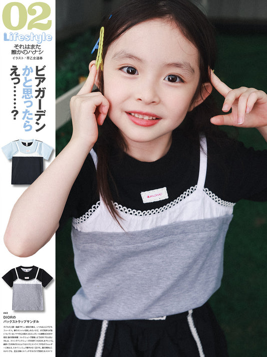 Children's Summer Mountain Outdoor Clothing Contrast Colors Lace Children's T-shirt