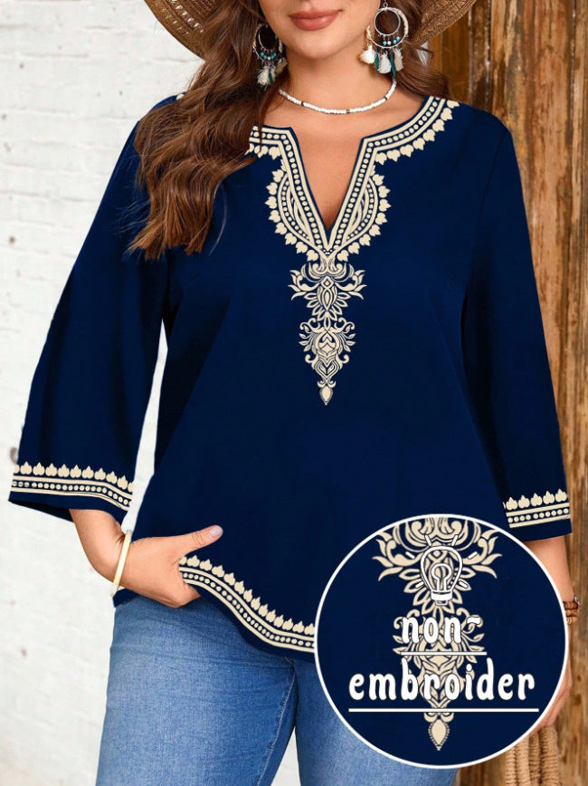 Women's Fashion Casual Printing Sleeve Shirt Blouse