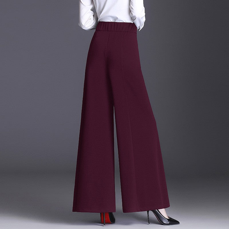 Spring High Waist Flared Loose Culotte Black Casual Pants