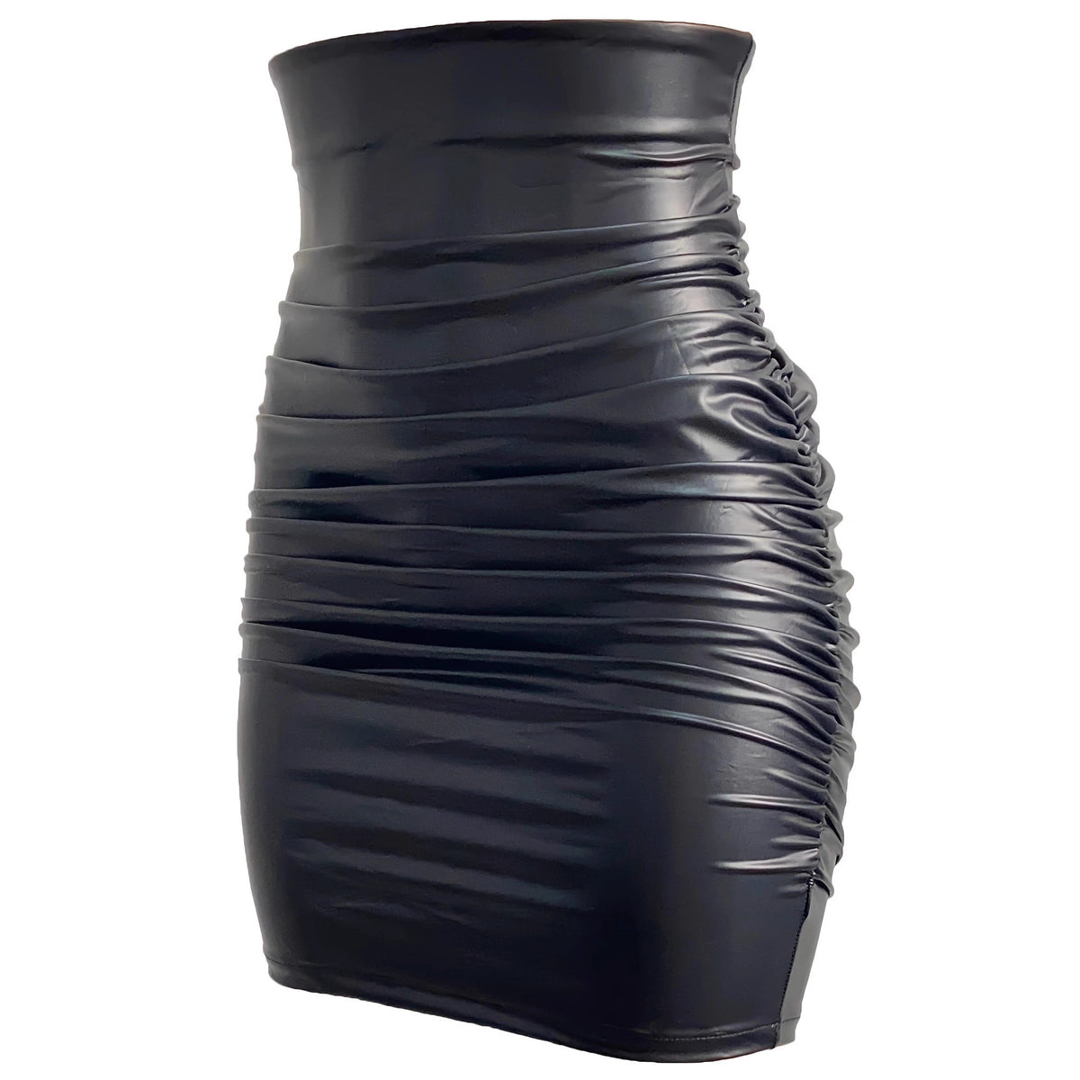 Women's Leather Pleated Zipper High Waist Hip Skirt