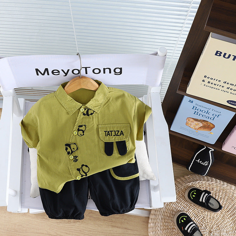 Thin Shirt Short Sleeve Two-piece Summer Breathable Children's Suit