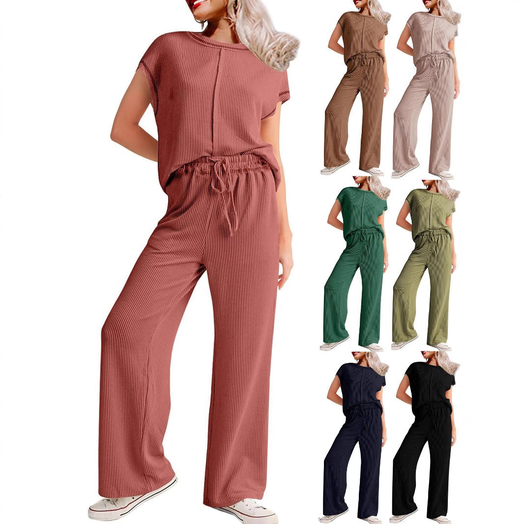 Women's Three-quarter Sleeve Rope Solid Color Commute Suits