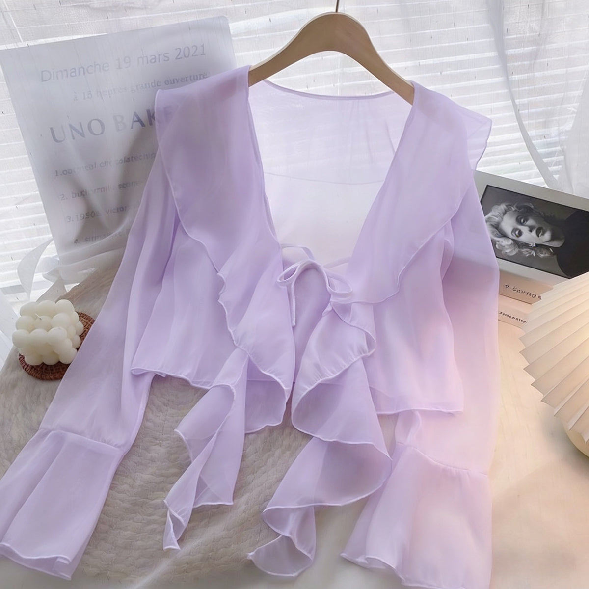 Women's Super Fairy Sun Protection Summer Lightweight Breathable Sling Dress Lace Shirt, Chiffon Shirt