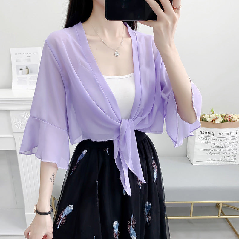 Women's Summer French Style Long Sleeve Sunscreen Outerwear Shawl Air Conditioner Clothing