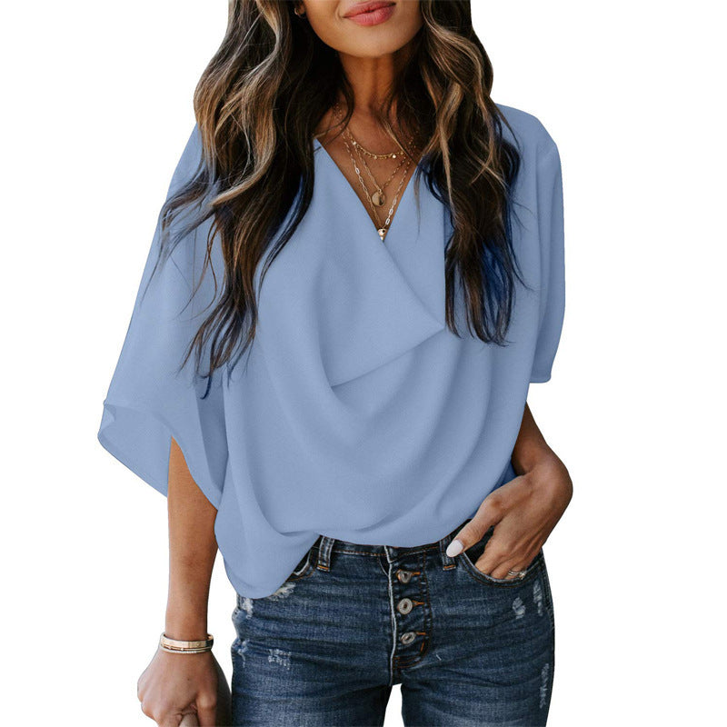 Women's Chiffon Shirt Loose Casual T-shirt Blouse