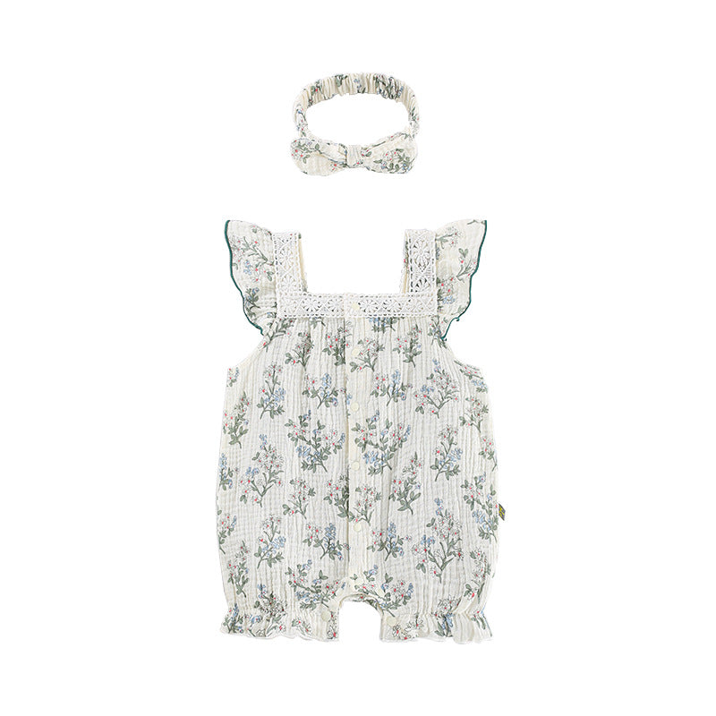 Jumpsuit Summer Clothes Small Floral Suspender Born Thin Jumpsuit, Climbing Suit