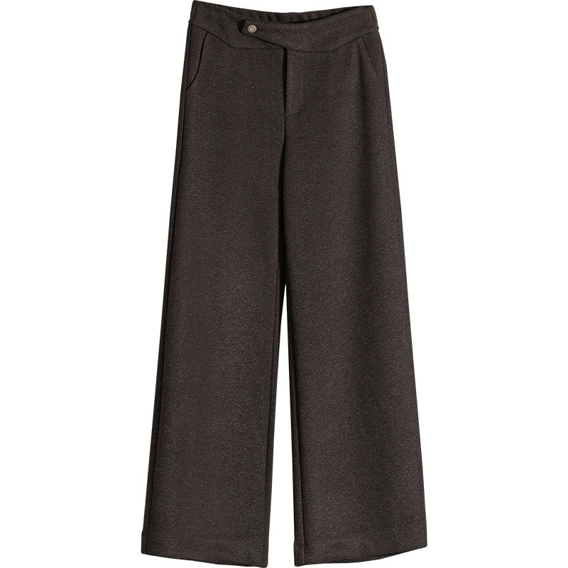 Women's Woolen High Waist Loose Temperament Trousers Casual Pants