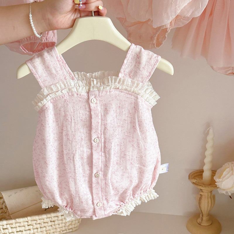 Infant Veil Floral Lace Romper Western Jumpsuit, Climbing Suit