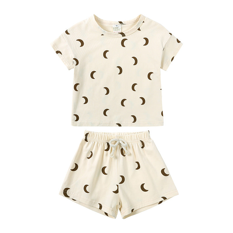 Men's & Children's Summer Infant Striped T-shirt Shorts Two-piece Trendy Children's Suit