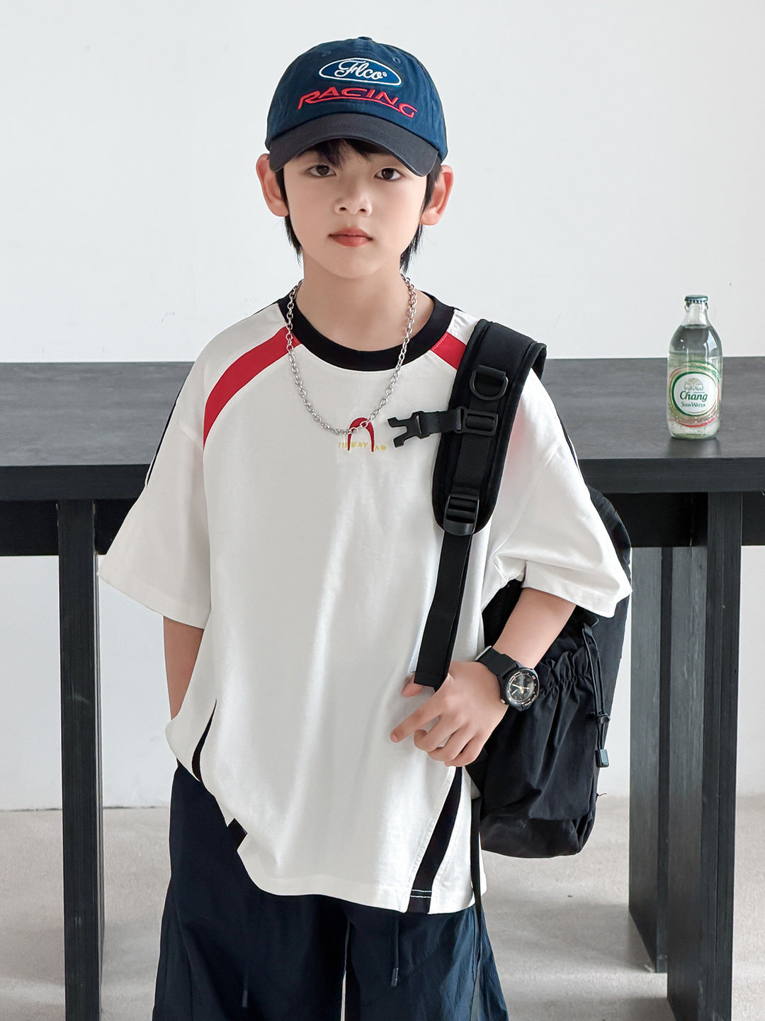 Children's Short-sleeved Summer Loose Top Boys Medium Big Trendy Short Children's T-shirt