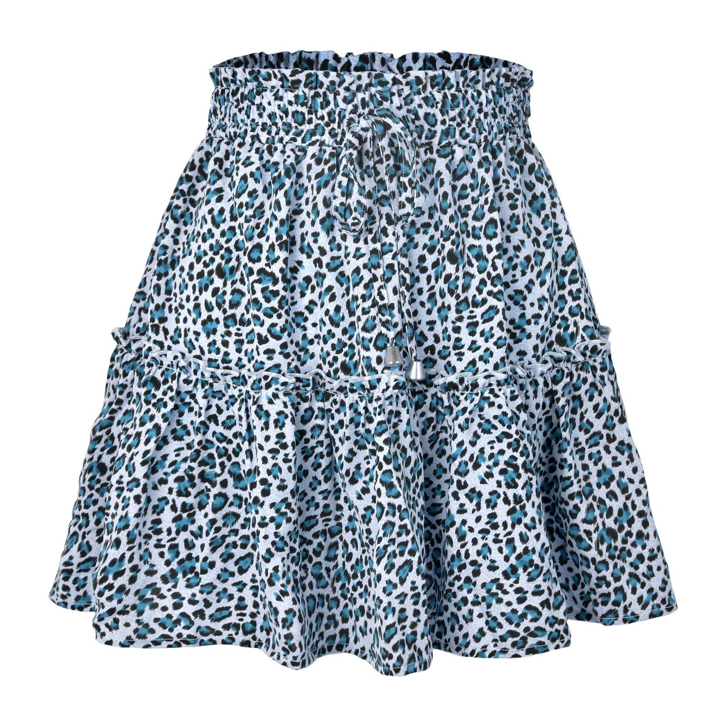 Women's Summer High Waist Ruffles Floral A- Line Skirt