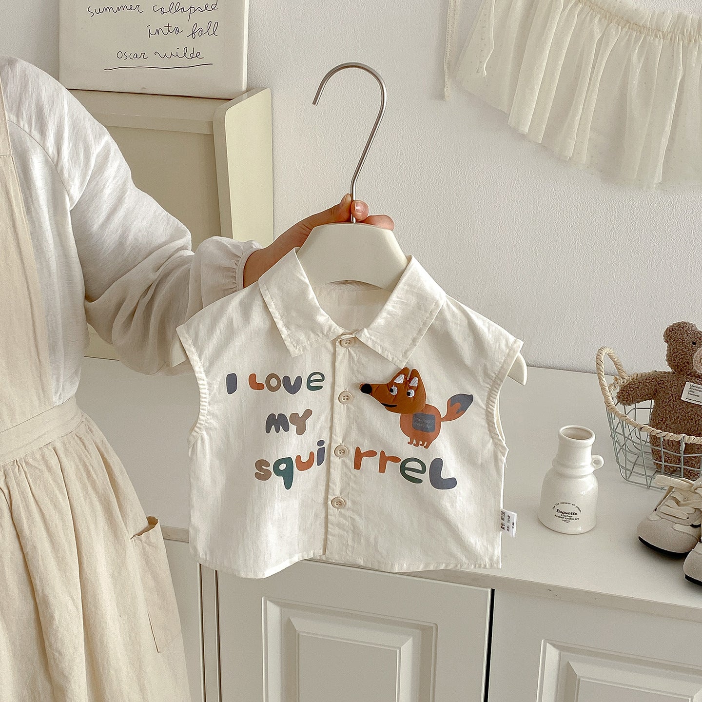 Women's & Men's Boy Summer Sleeveless Shirt Outfit Cartoon Fashion Korean Style Western Children's Suit