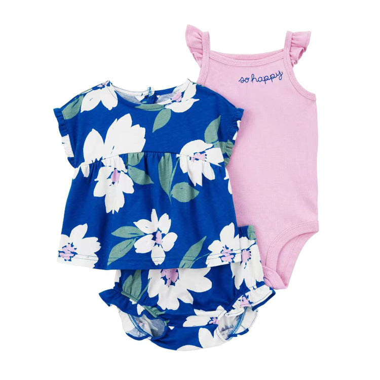 Children's Summer Clothing Short-sleeved Shorts T-shirt Three-piece Children's Suit