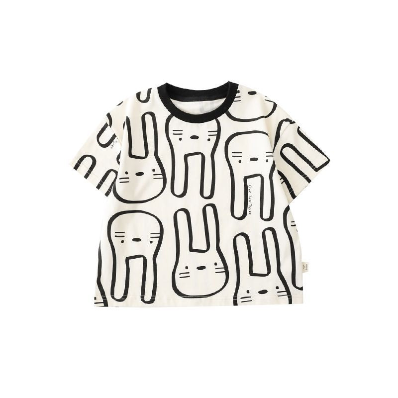 Children's Turn-down Doll Collar Summer Thin Top Children's T-shirt