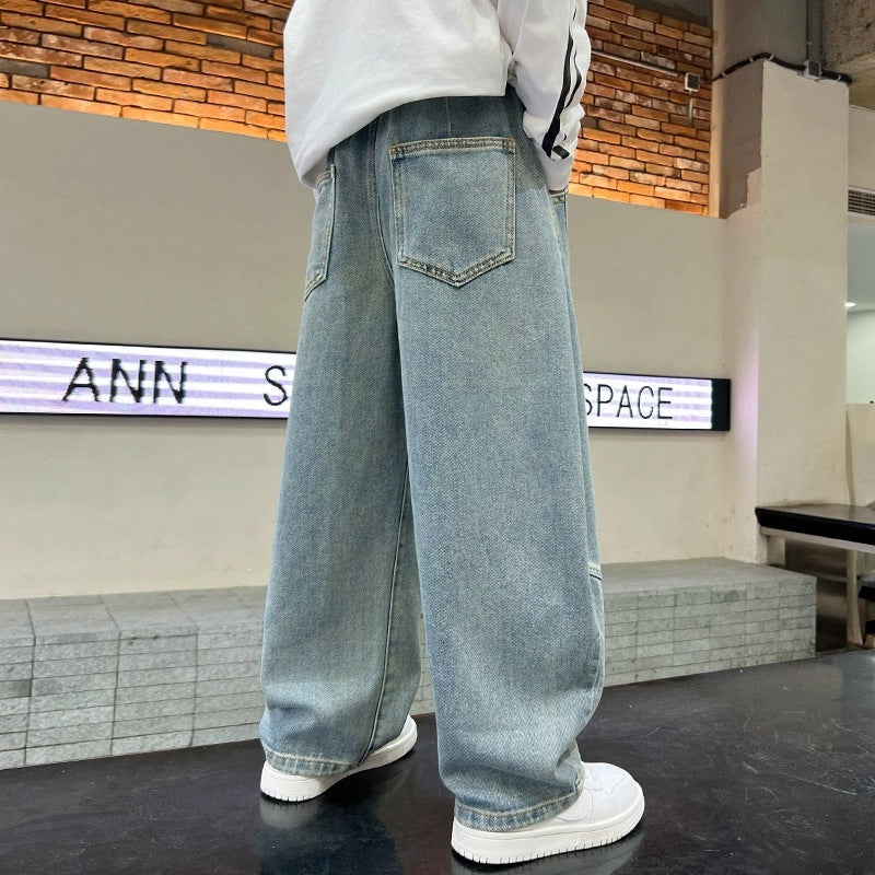 Children's Medium Large Sickle Boys Handsome Loose Children's Pants