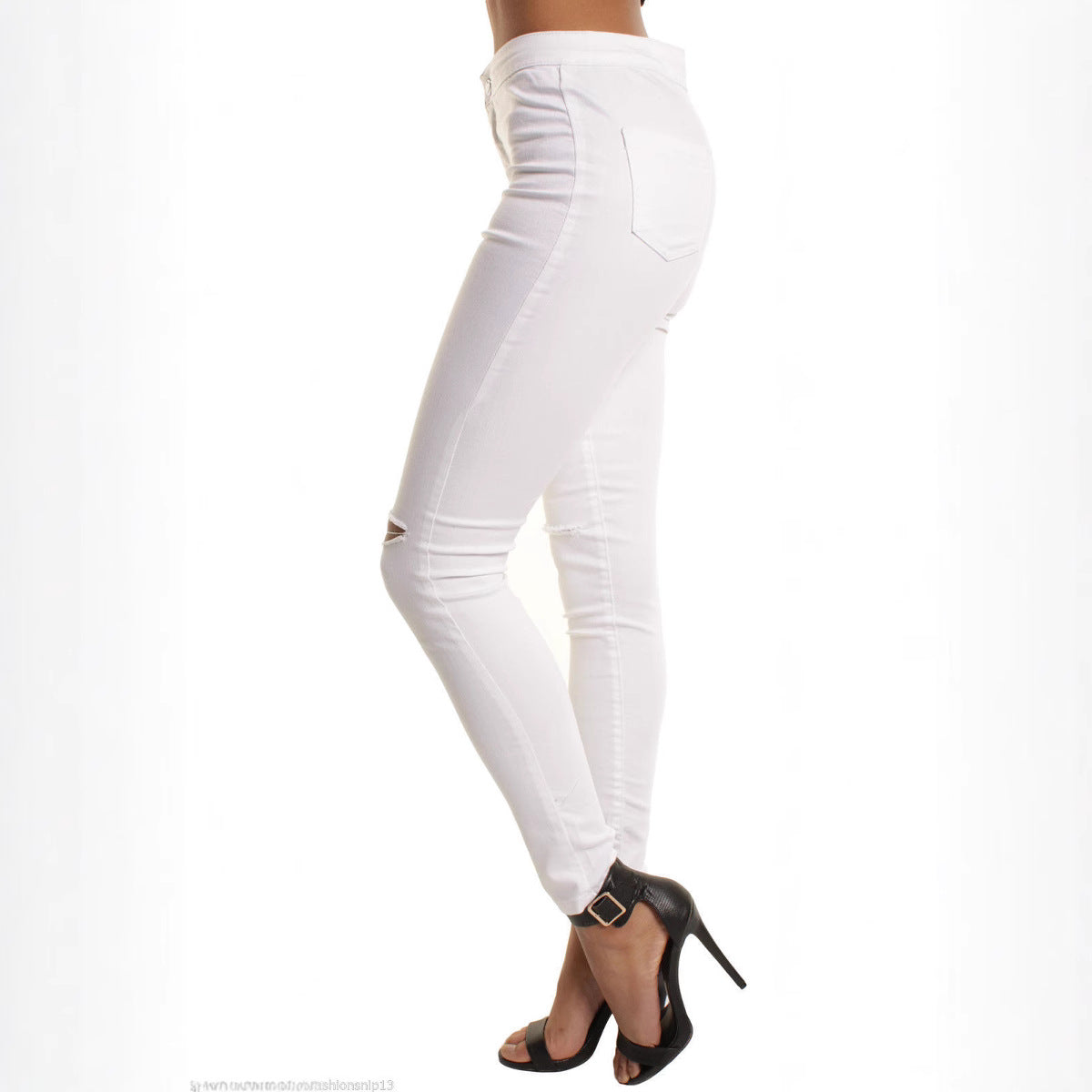 Versatile Women's Stretch Slimming Knee Ripped Women's Jeans
