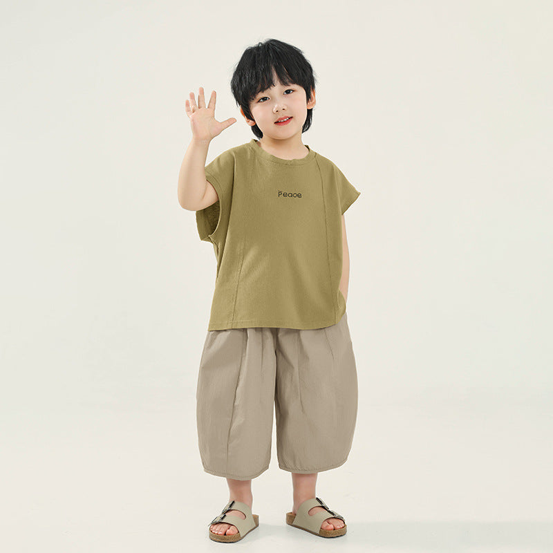 Children's Summer Korean Style Pure Cotton Short Sleeve Thin Sleeveless Children's T-shirt