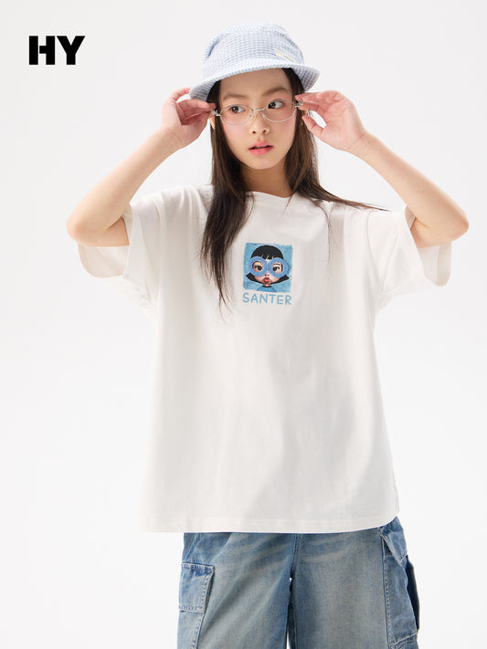 Children's Middle Big Cotton Half-sleeved Tops Loose Children's T-shirt