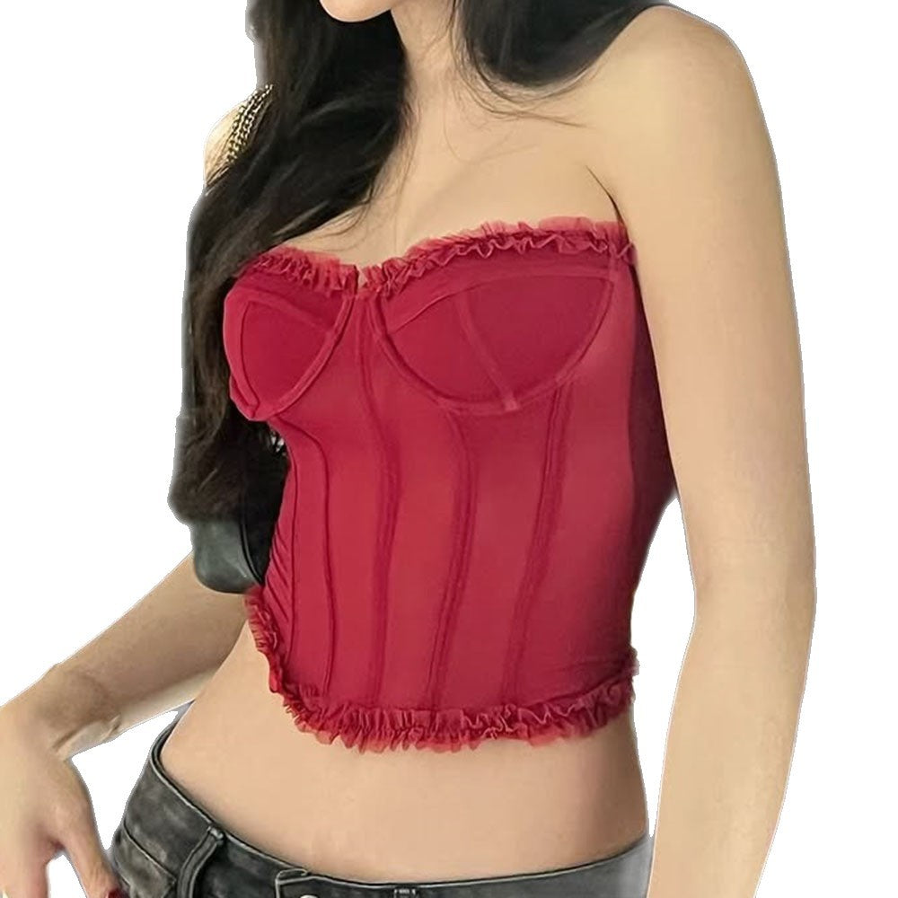 French Style Sweet Plastic Bones Body Small Vest/suspenders/tube Top