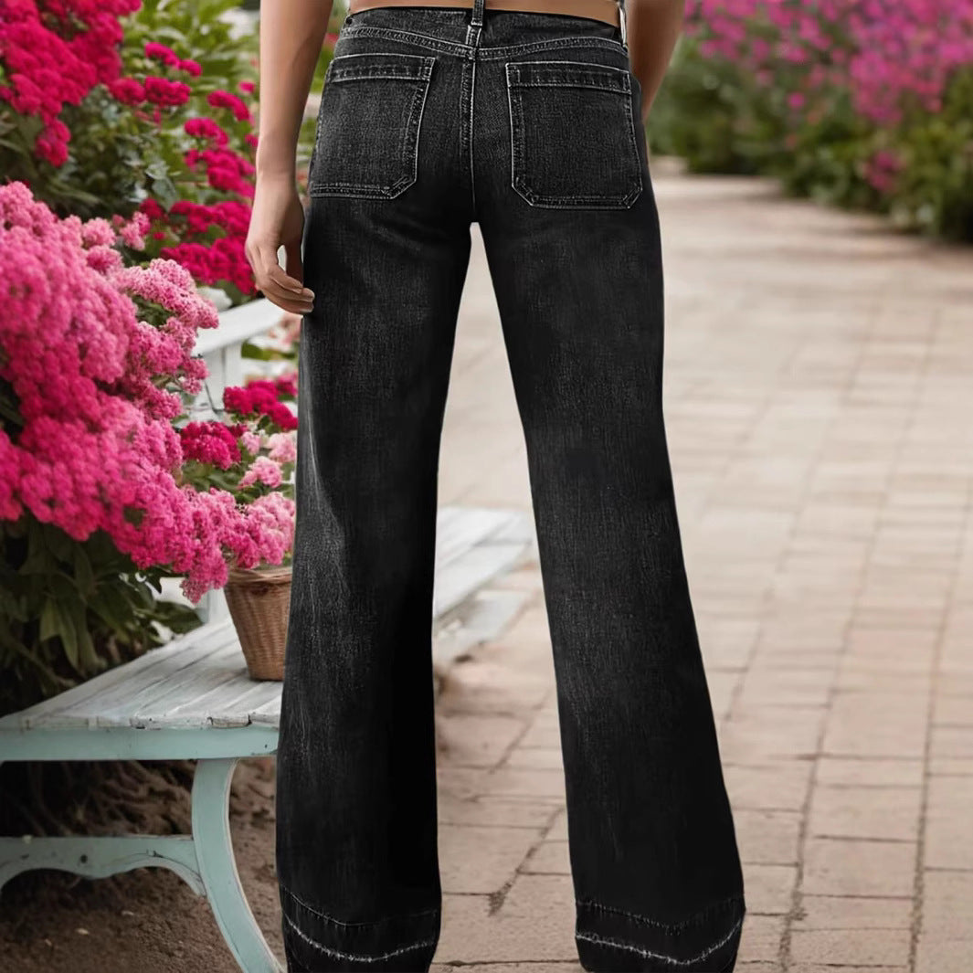 Graceful Women's Slimming Wide Leg Temperament Women's Jeans
