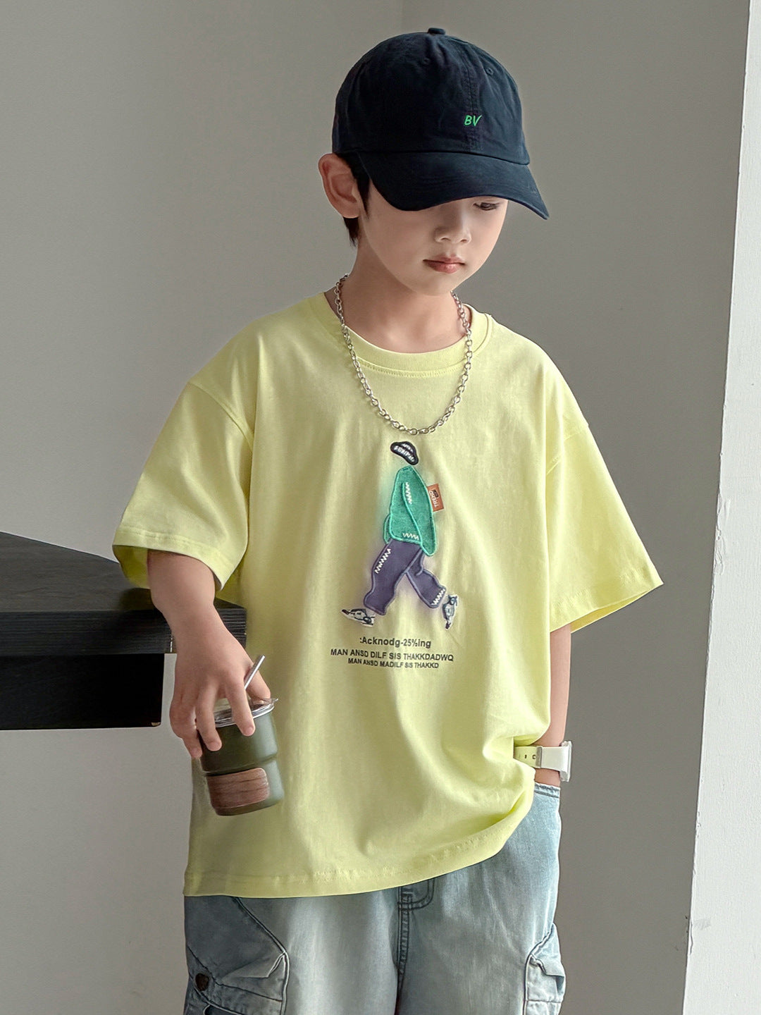 Children's Summer Loose Top Boys Medium Big Children's T-shirt