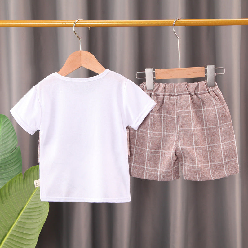 Children's Summer Short Sleeve Korean Style Fashion Dress Handsome Casual Children's Suit