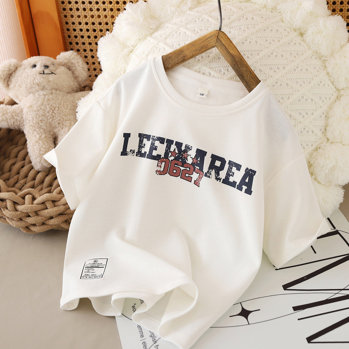Children's Short-sleeved Cotton Summer Loose Handsome Medium Large Fashionable Half-sleeved Children's T-shirt