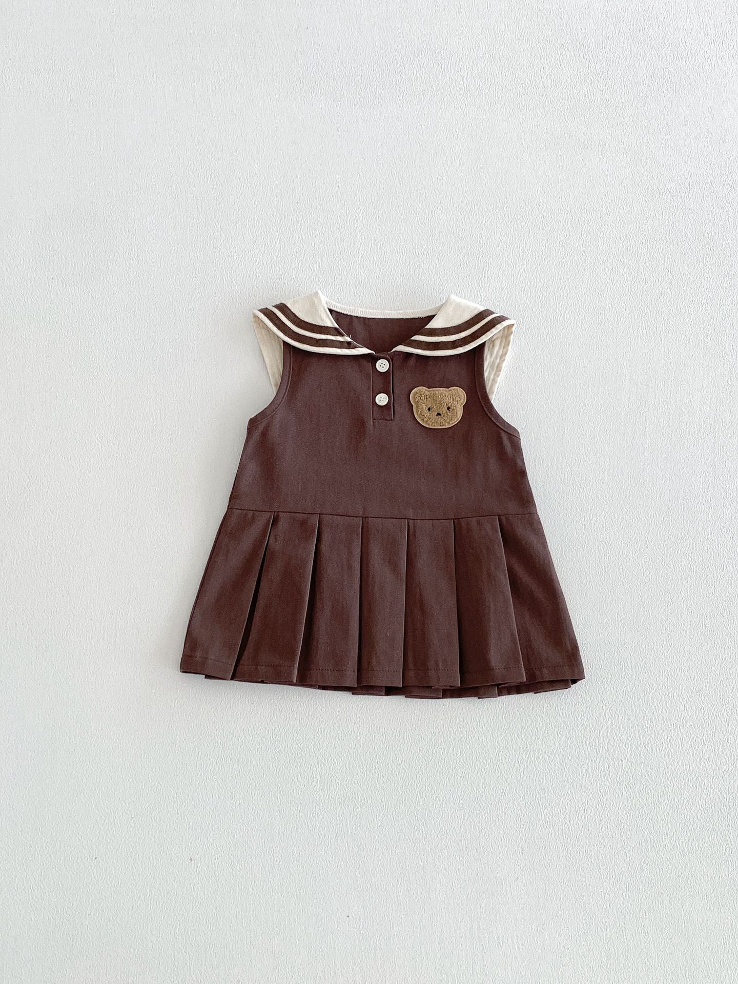 Children's Summer Preppy Style Bear Vest Skirt Western Children's Dress