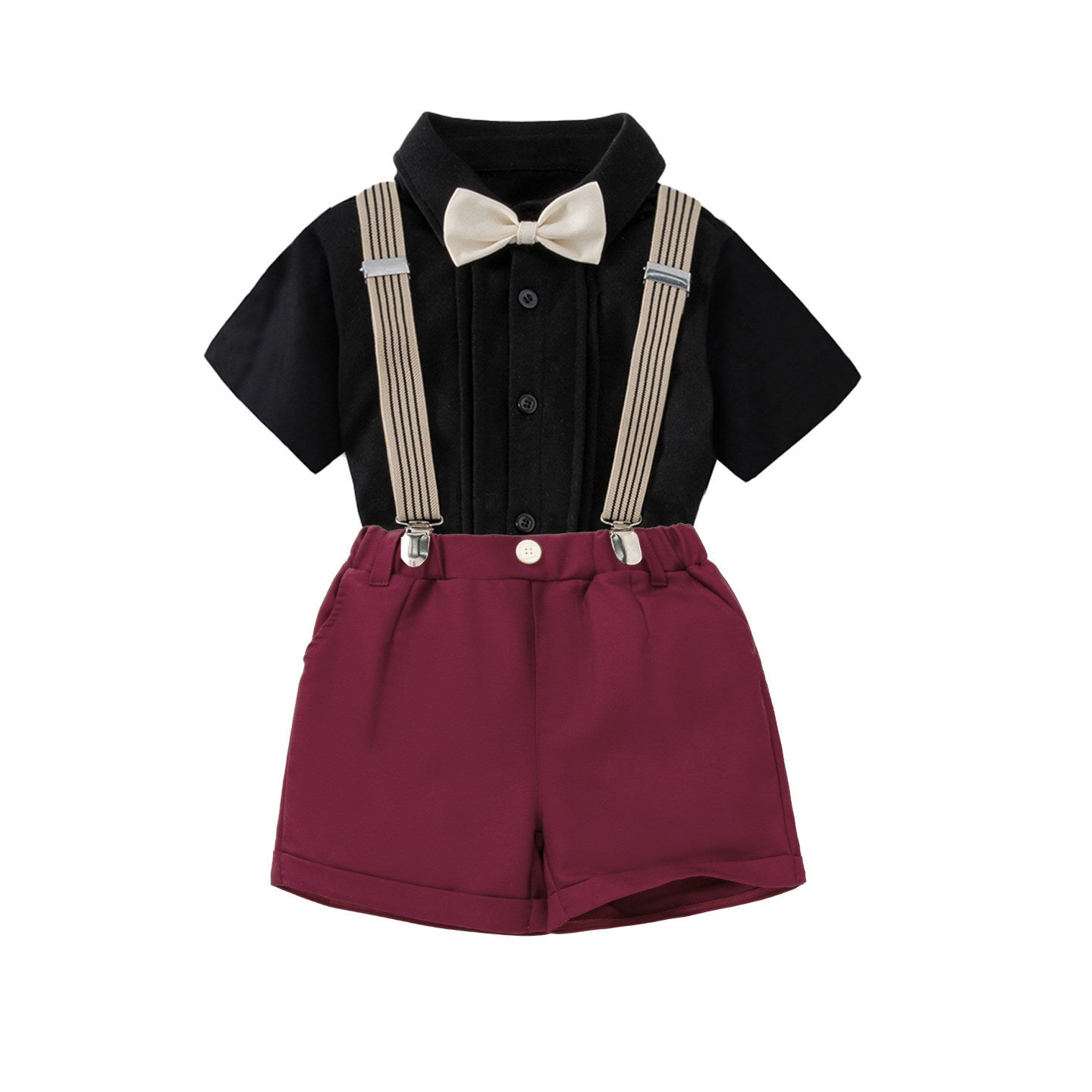 Children's Summer Overalls Short-sleeved Two-piece Set First Birthday Dress Children's Suit