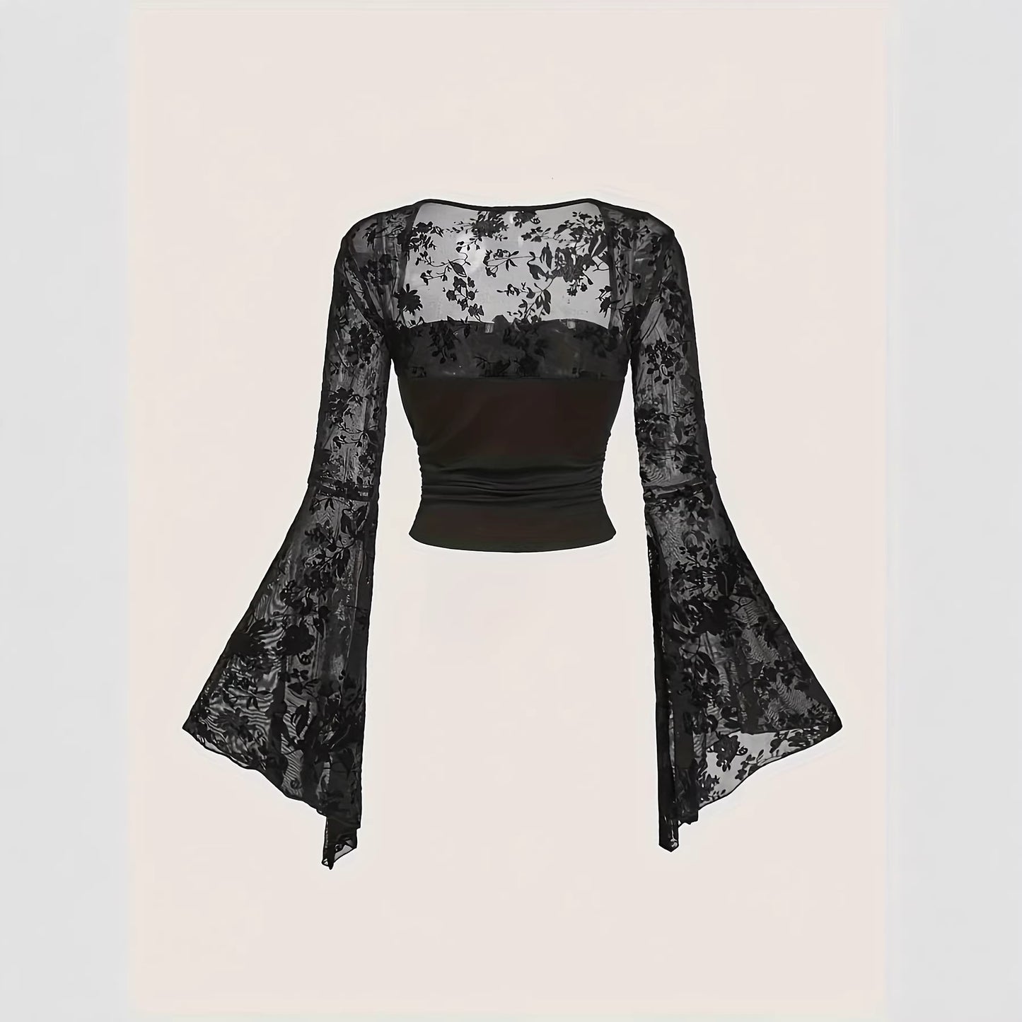 Stitching Elegant Sexy Mesh Long-sleeved Fashionable Lace Shirt, Chiffon Shirt