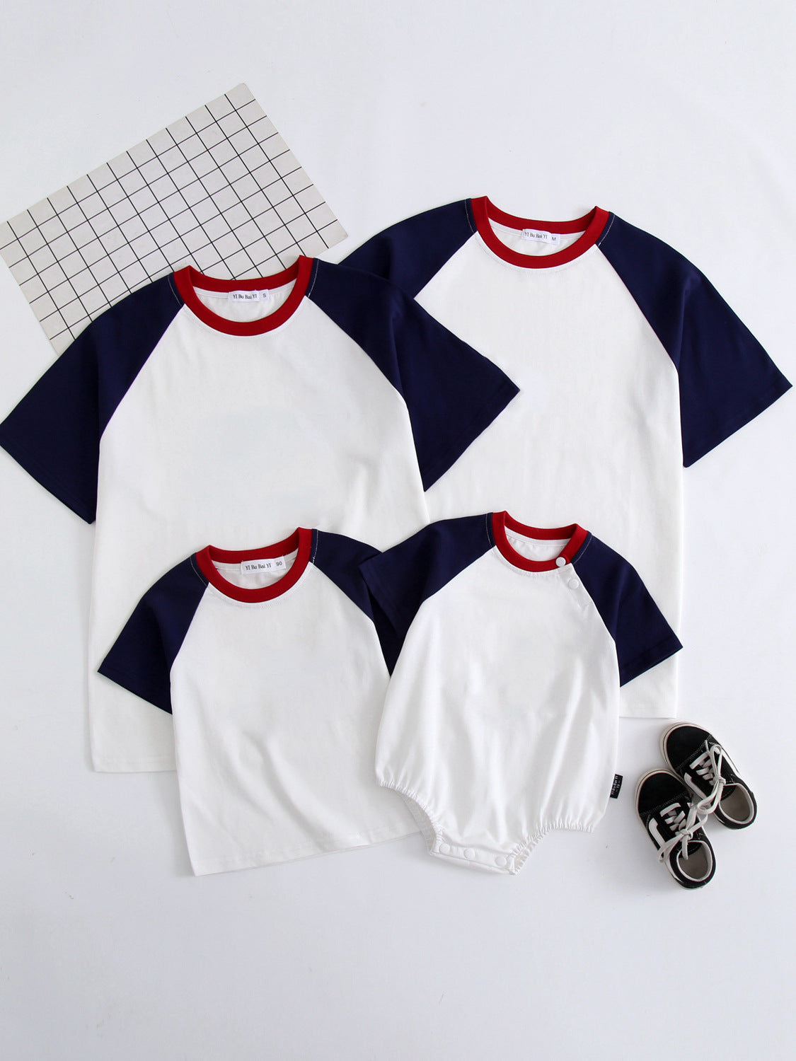 Color Short-sleeved T-shirt Suit Family Of Three Babies Pack Casual Parent-child Outfit