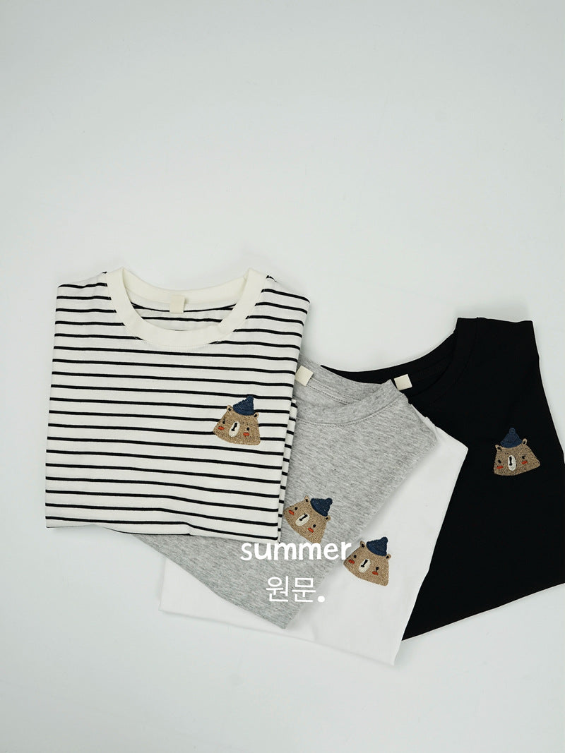 Children's Short Sleeve Korean Summer Boys Cartoon Bear Cotton Children's T-shirt