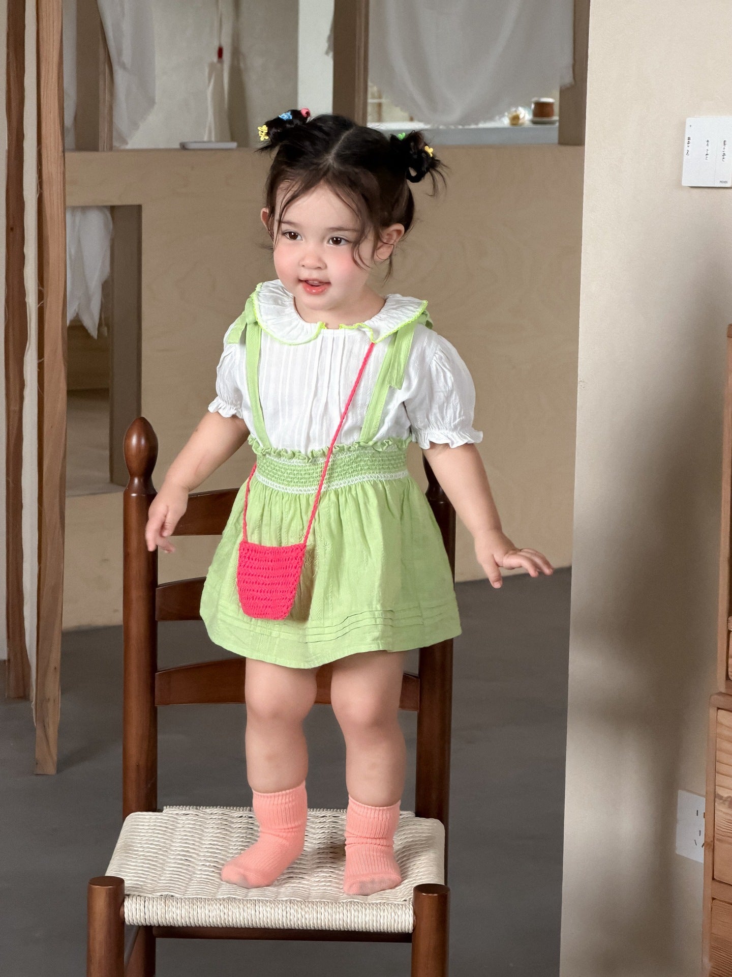 Children's Thin Clothing Korean Style Doll Shirt Suspender Children's Suit