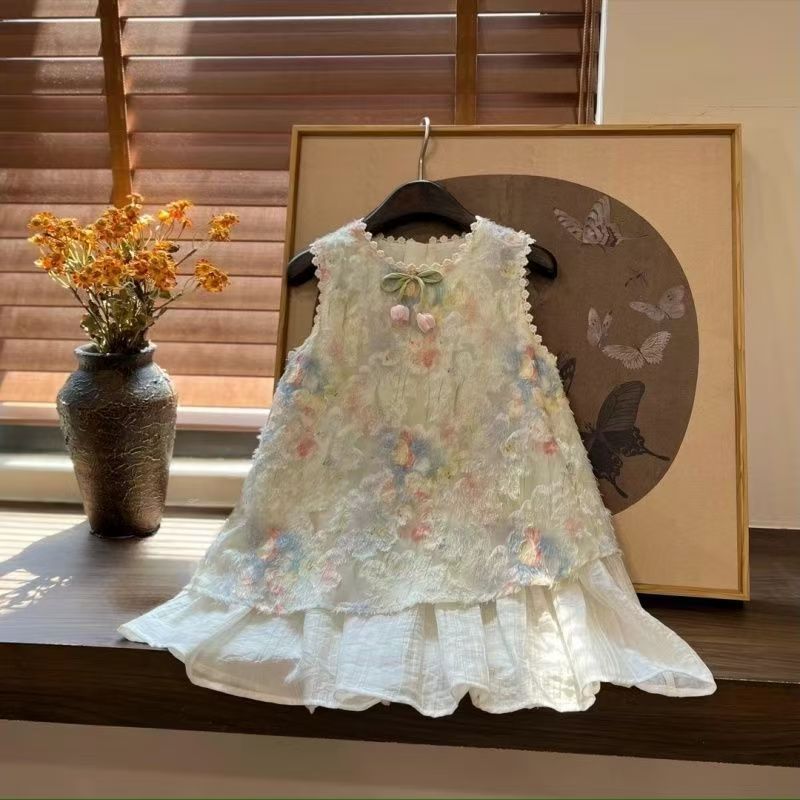 Children's Wear Match Rainbow Printing Summer Sweet Fairy Children's Dress