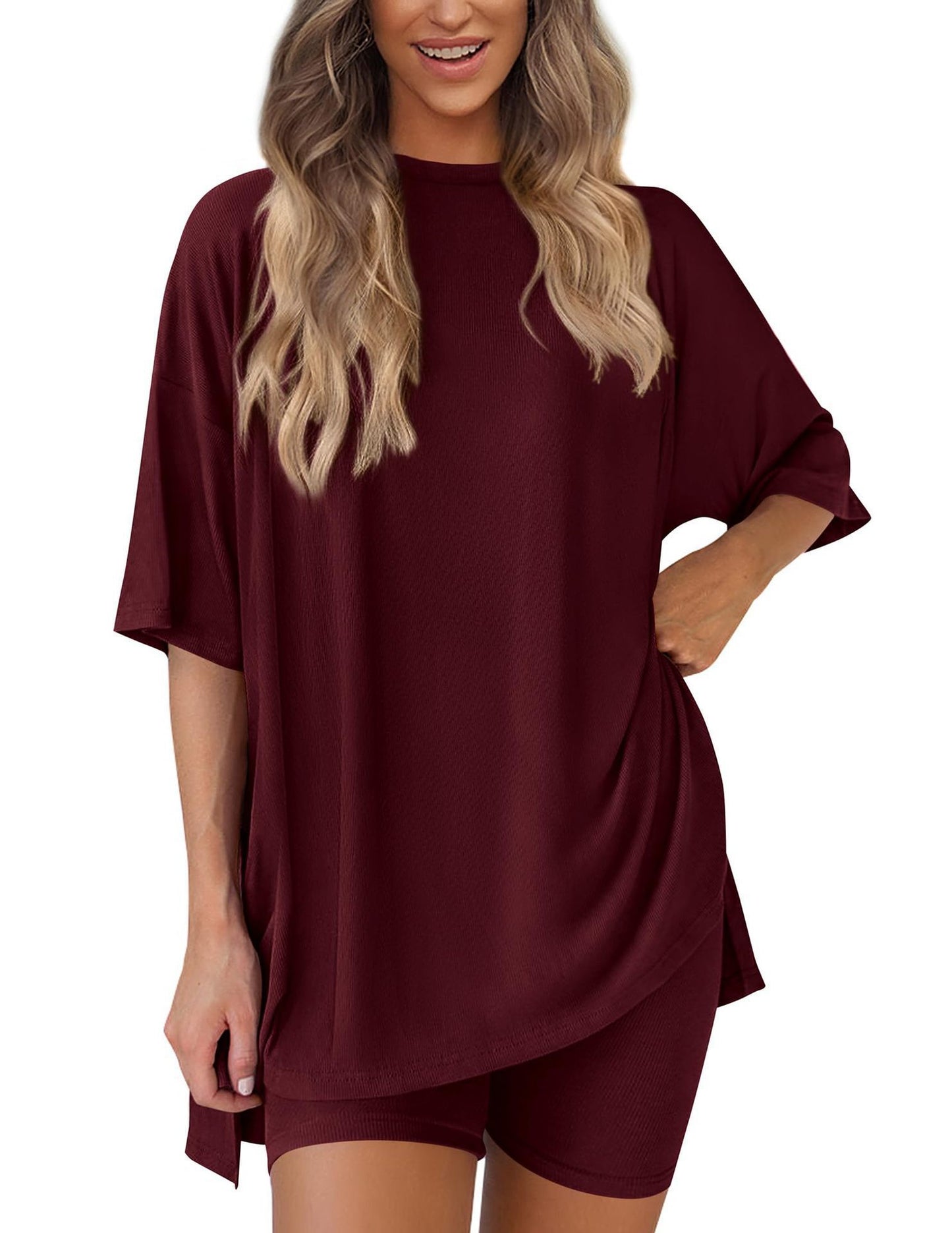 Women's Summer Set Solid Color Loose Pajamas Fashion Casual Suit