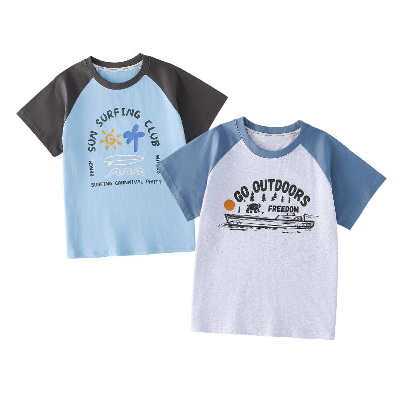 Children's Cotton Hall Summer Suit Pure Class Antibacterial Short-sleeved Children's T-shirt