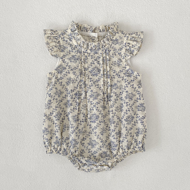 Children's Summer Floral Crawling Suit Jumpsuit Sisters Children's Dress