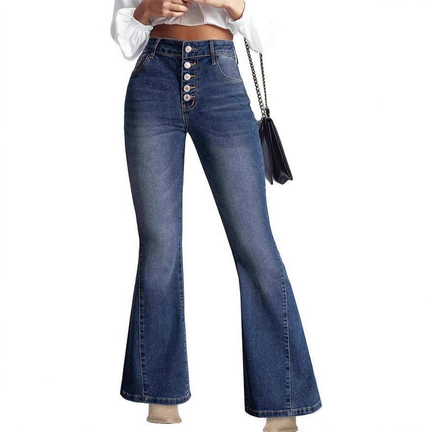 Women's Autumn High Waist Stretch Slightly Flared Women's Jeans