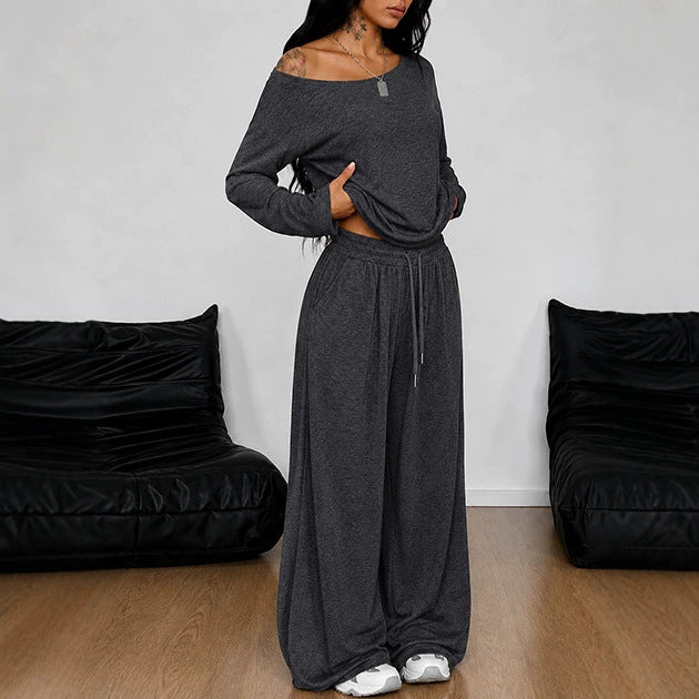 Loose Long Sleeve High Waist Hot Fashion Casual Suit