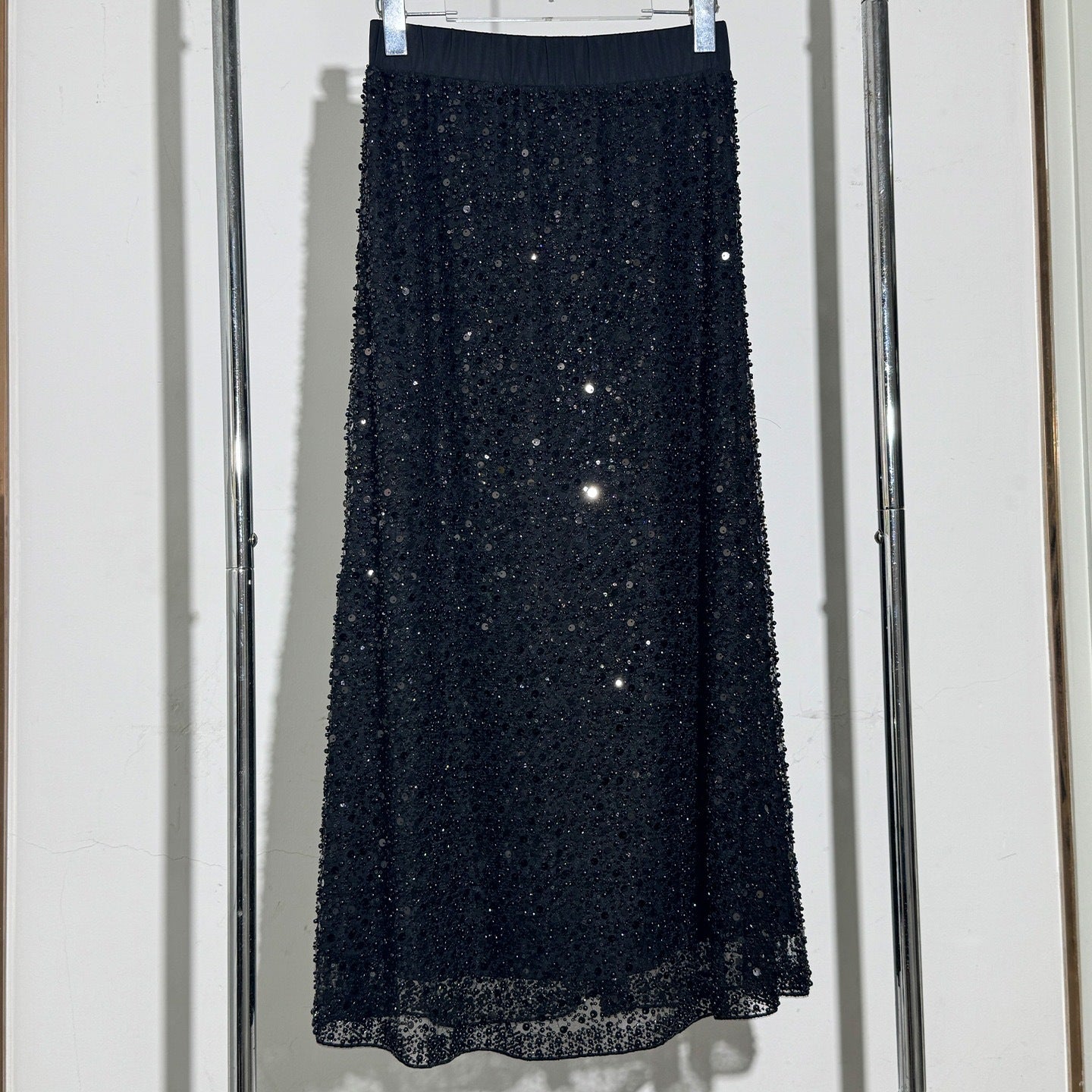 Women's Fashion Sequined Sleeveless Sexy Pearl Beaded Lace Shirt, Chiffon Shirt