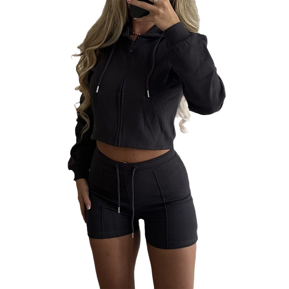 Women's Sports Long Sleeve Fleece Two-piece Fashion Casual Suit