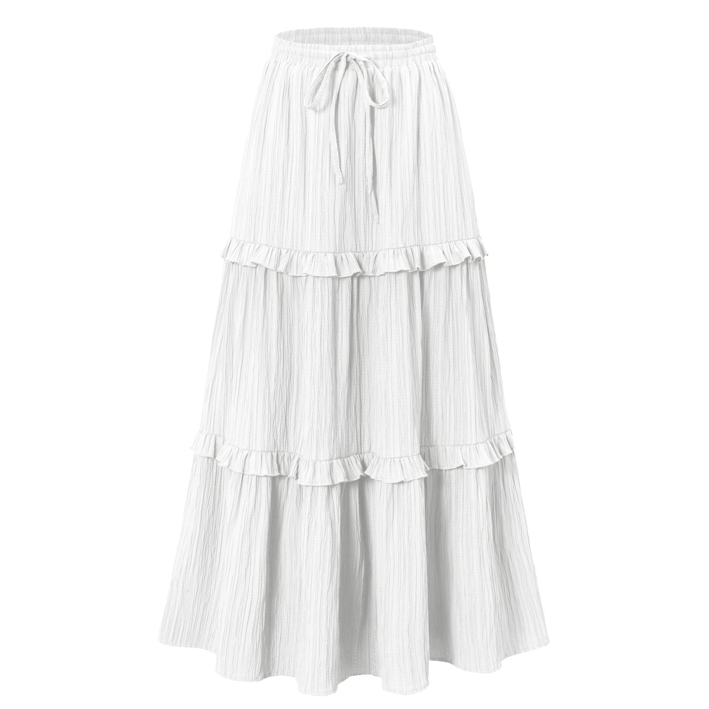 Drawstring Lace High Waist Elastic A- Skirt