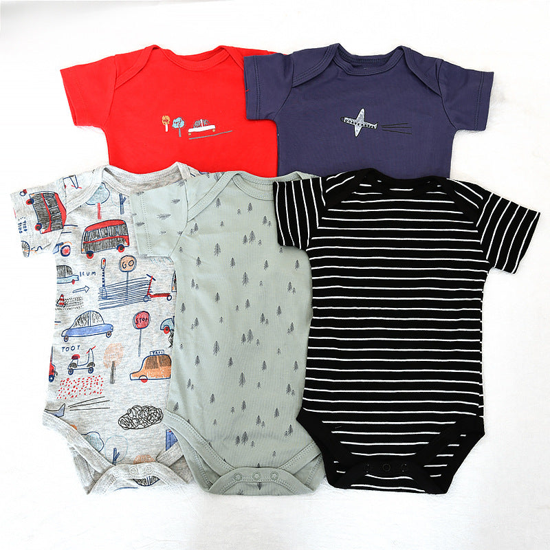 Class Jumpsuit Pure Cotton Summer Short-sleeved Clothes Born Thin Jumpsuit, Climbing Suit