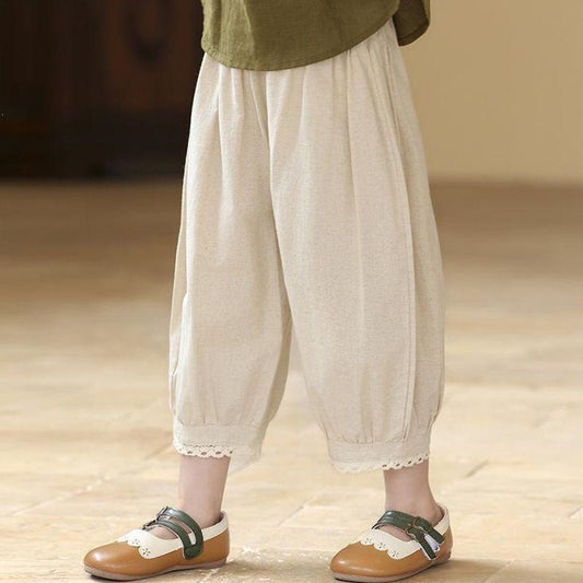 Summer Loose Cropped Thin Ruffles Casual Children's Pants