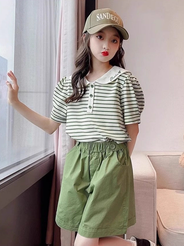 Children's Summer Peter Pan Collar Short Sleeve Western Style Children's Suit