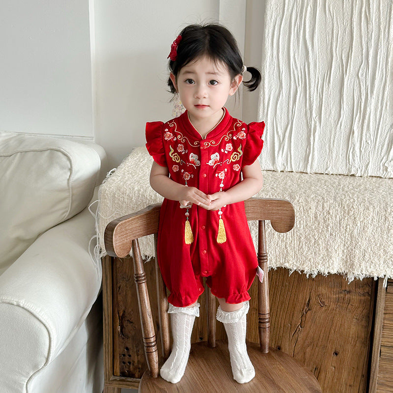 Clothes For Babies Summer Short-sleeved Jumpsuit National Jumpsuit, Climbing Suit